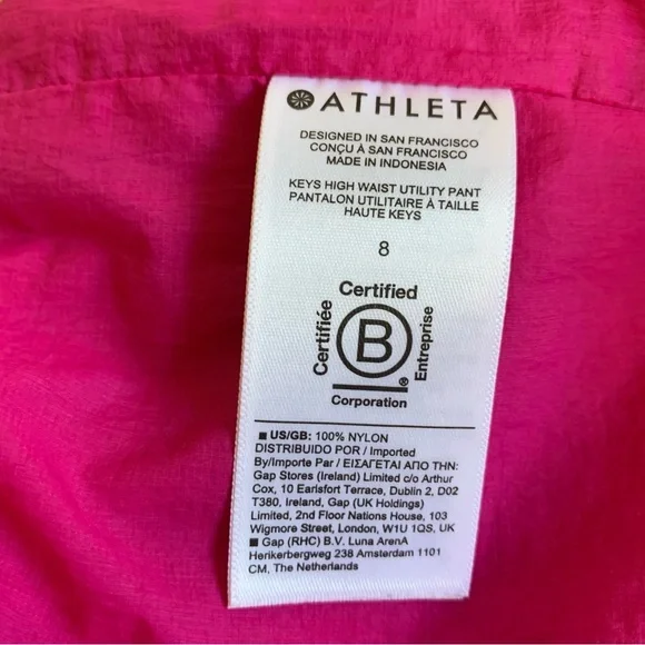 Athleta x Alicia Keys Keys High Waist Utility Pants Women 8 Hot Pink Nylon Cargo - Picture 10 of 16